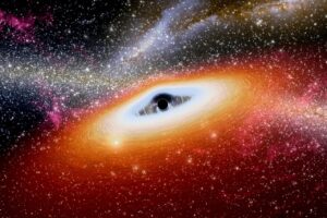 künstlerische Darstellung eines supermassiven schwarzen Loches