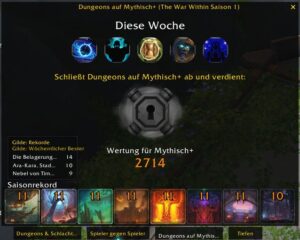 Screenshot WoW Mythic+ Dungeon Fortschritt Übersicht