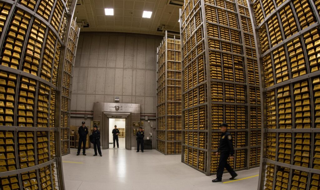 Beispielbild: Ein Goldlager wie Fort Knox oder ähnliche. KI-generiert.